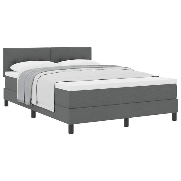 vidaXL Lit &agrave; ressorts avec t&ecirc;te de lit Gris fonc&eacute; 160 x 200 cm tissu
