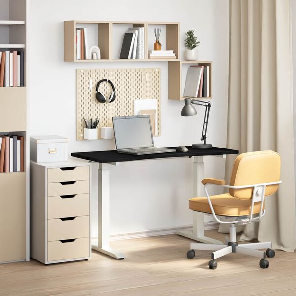 vidaXL Bureau Blanc et marron fonc&eacute; 120 x 60 cm Bois de ch&ecirc;ne massif