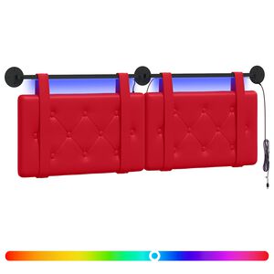 vidaXL T&ecirc;te de lit suspendue Avec lumi&egrave;re LED Rouge Simili cuir