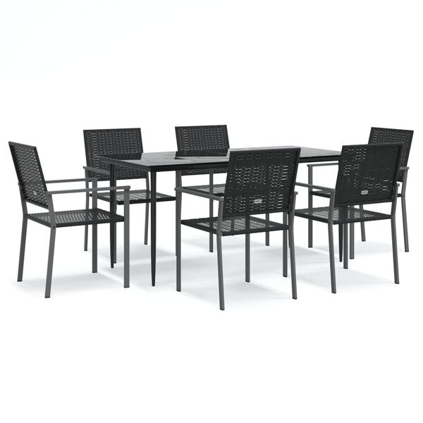 vidaXL Ensemble &agrave; manger de jardin 7 pcs r&eacute;sine tress&eacute;e acier