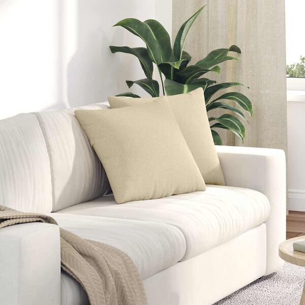 vidaXL Coussins de canap&eacute; 2 pcs Cr&egrave;me 45 x 45 cm tissu