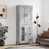 vidaXL Buffet haut Gris b&eacute;ton 69,5x34x180 cm Bois d'ing&eacute;nierie