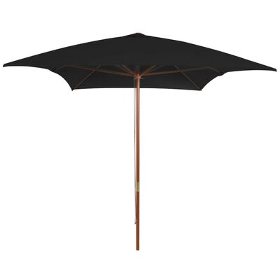 vidaXL Parasol de jardin avec mât en bois noir 200x300 cm