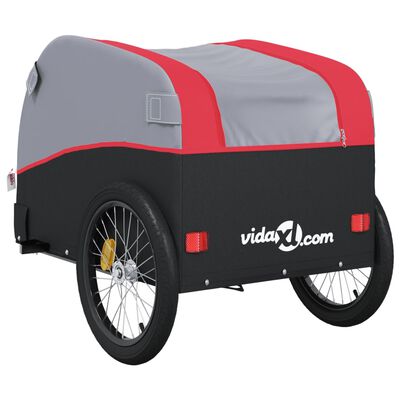 vidaXL Remorque de vélo noir et rouge 45 kg fer