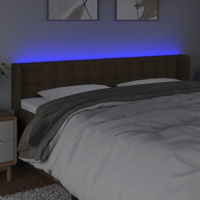 vidaXL Tête de lit à LED Marron foncé 163x16x78/88 cm Tissu