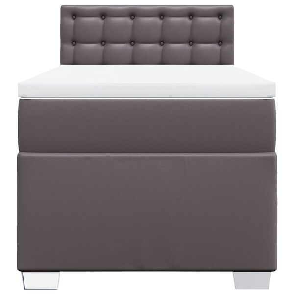 vidaXL Sommier &agrave; lattes de lit avec matelas Gris 90x190 cm Similicuir