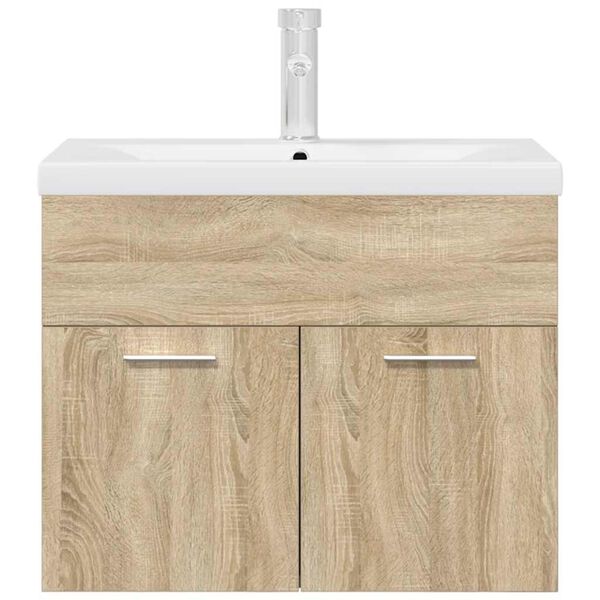 vidaXL Armoire lavabo de salle de bain et vasque et robinet int&eacute;gr&eacute;s