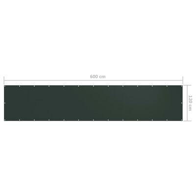 vidaXL Écran de balcon Vert foncé 120x600 cm Tissu Oxford