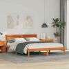 vidaXL Cadre de lit avec t&ecirc;te de lit Brun cire 150 x 200 cm Pin massif