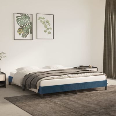 vidaXL Cadre de lit sans matelas bleu foncé 160x200 cm velours