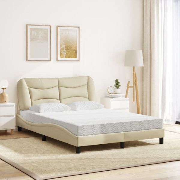 vidaXL Lit avec matelas Hvar cr&egrave;me 120x200 cm tissu