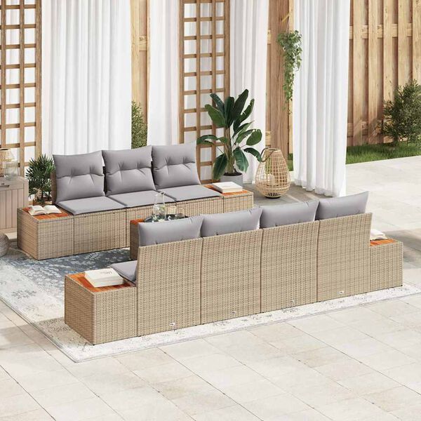 vidaXL Ensemble de canap&eacute; de jardin 8 pcs Beige Poly rotin