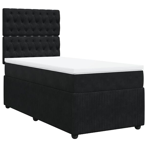 vidaXL Sommier &agrave; lattes de lit avec matelas Noir 100x200 cm Velours