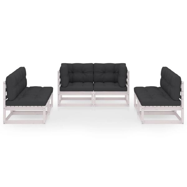 vidaXL Salon de jardin 6 pcs avec coussins Bois de pin massif