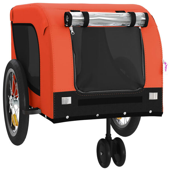 vidaXL Remorque de v&eacute;lo pour animaux de compagnie orange et noir