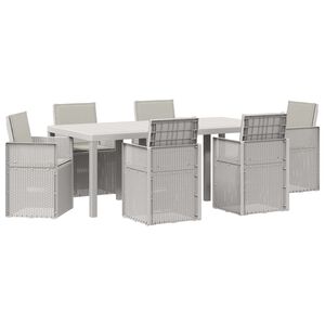 vidaXL Ensemble de salle &agrave; manger pour jardin 7 pc Blanc et gris clair