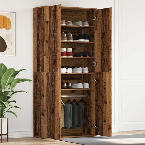 vidaXL Cabinet &agrave; chaussures avec &eacute;tag&egrave;re Bois ancien 80 x 39 x 178 cm