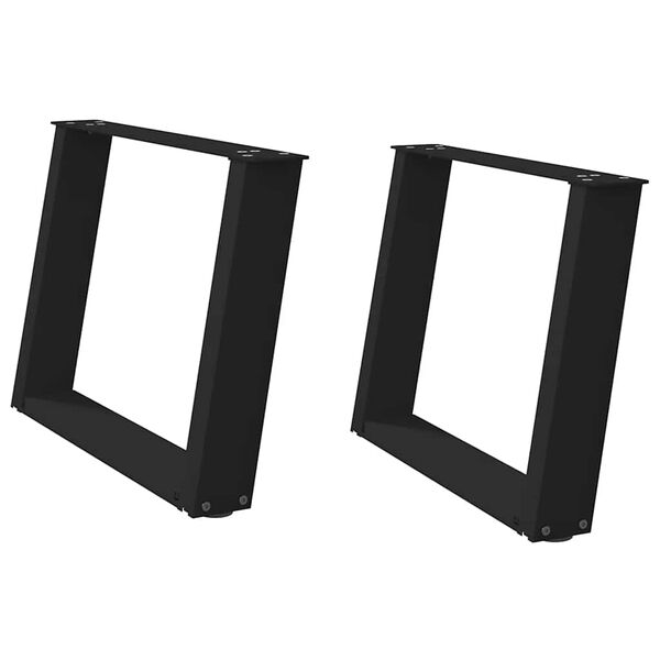 vidaXL Pieds de table basse en U, 2 pi&egrave;ces, noir, 60 x (42-43) cm, acier