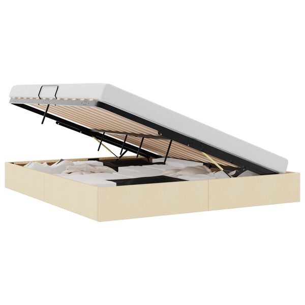 vidaXL Lit de Rangement avec t&ecirc;te de lit Cr&egrave;me 160 x 200 cm tissu