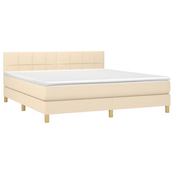 vidaXL Sommier &agrave; lattes de lit avec matelas LED Cr&egrave;me 180x200 cm Tissu