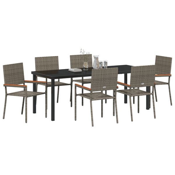 vidaXL Ensemble de salle &agrave; manger pour jardin 7 pcs Gris polyrotin