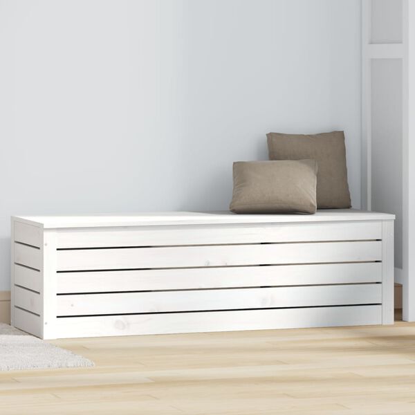 vidaXL Bo&icirc;te de rangement Blanc 109x36,5x33 cm Bois massif de pin