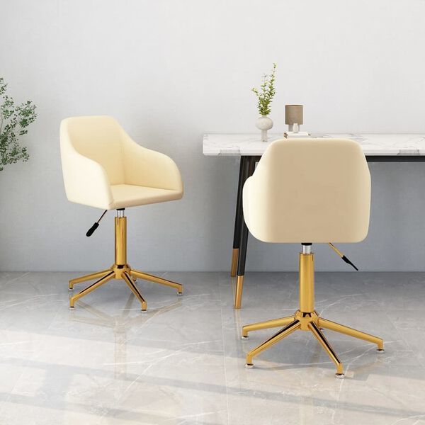 vidaXL Chaises pivotantes &agrave; manger lot de 2 cr&egrave;me velours