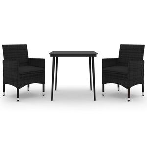 vidaXL Ensemble &agrave; manger de jardin coussins 3 pcs R&eacute;sine tress&eacute;e Verre