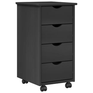 vidaXL Cabinet roulant 34 x 39 x 65,5 cm Bois de Pin Massif Gris
