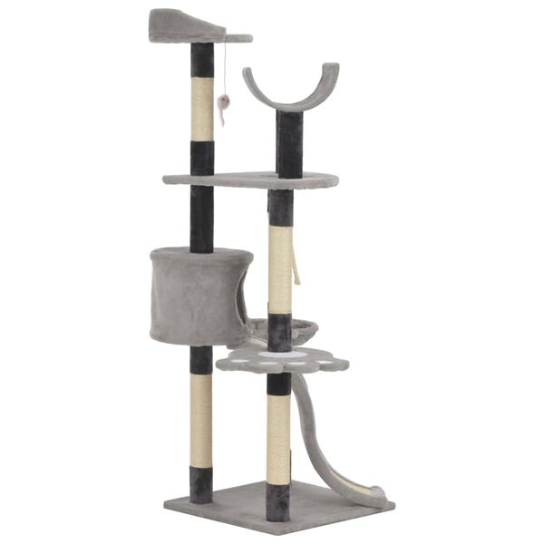 vidaXL Arbre &agrave; chat avec griffoirs en sisal Gris 145 cm
