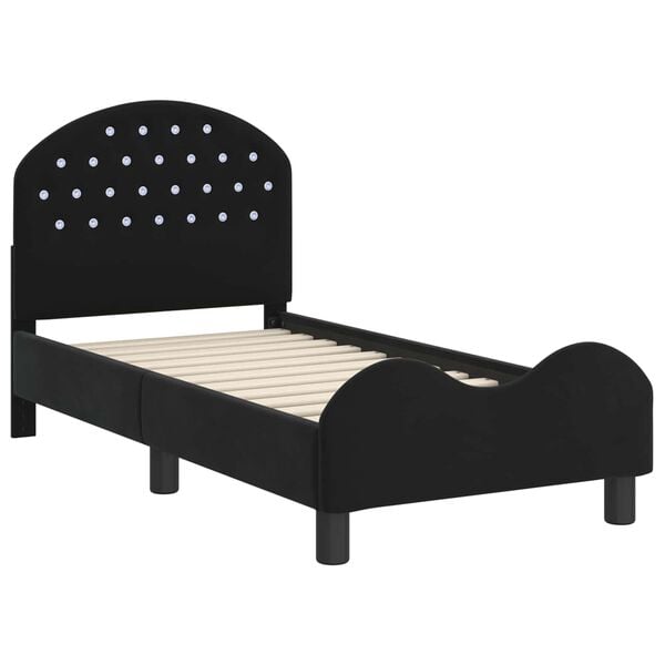 vidaXL Cadre de lit pour tout-petit avec t&ecirc;te de lit Noir 70 x 140 cm