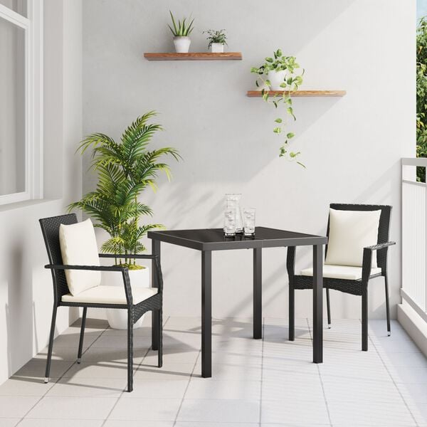vidaXL Ensemble de salle &agrave; manger pour jardin 3 pcs Noir polyrotin