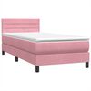 vidaXL Sommier &agrave; lattes de lit avec matelas et LED rose 90x220 cm velours