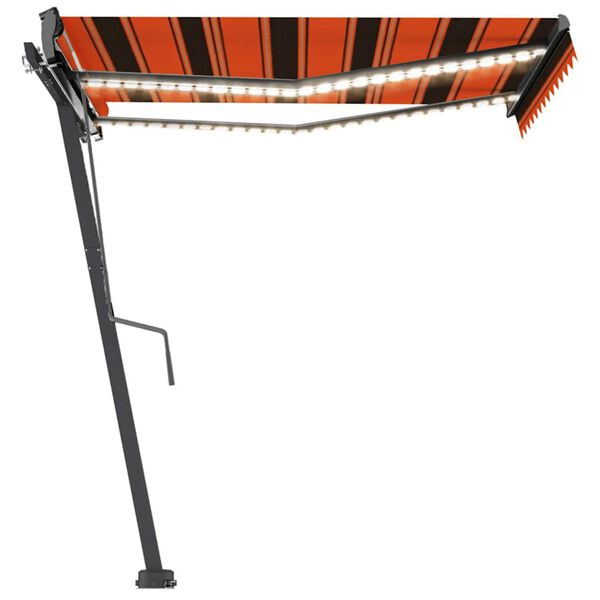 vidaXL Auvent manuel r&eacute;tractable avec LED 300x250 cm Orange et marron