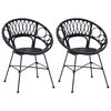 vidaXL Chaise de salle &agrave; manger 2 pc Rotin et m&eacute;tal Noir