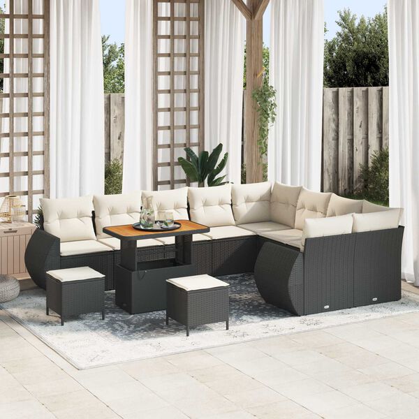 vidaXL Ensemble de canap&eacute; de jardin 12 pcs Noir polyrotin