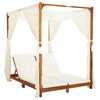 vidaXL Chaise longue double avec rideaux et coussins Bois d'acacia