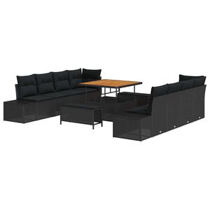vidaXL Ensemble de canap&eacute; de jardin Noir Poly rotin