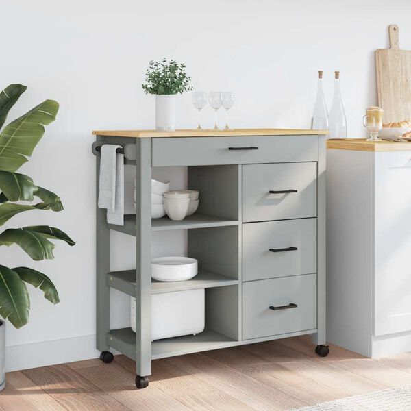 vidaXL Chariot de cuisine MONZA 84x40x88,5 cm bois massif de pin