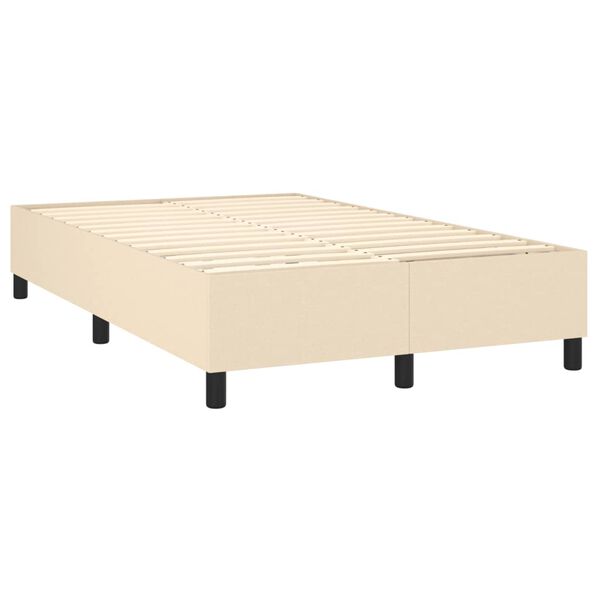vidaXL Sommier &agrave; lattes de lit avec matelas Cr&egrave;me 120x200 cm Tissu