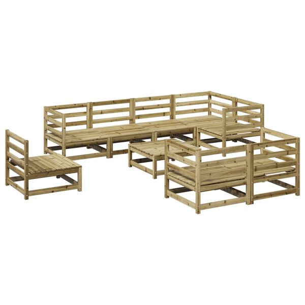 vidaXL Salon de jardin 9 pcs bois de pin impr&eacute;gn&eacute;