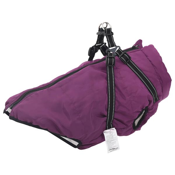 vidaXL Manteau pour chien avec harnais Pourpre L52 Fleece et Polyester
