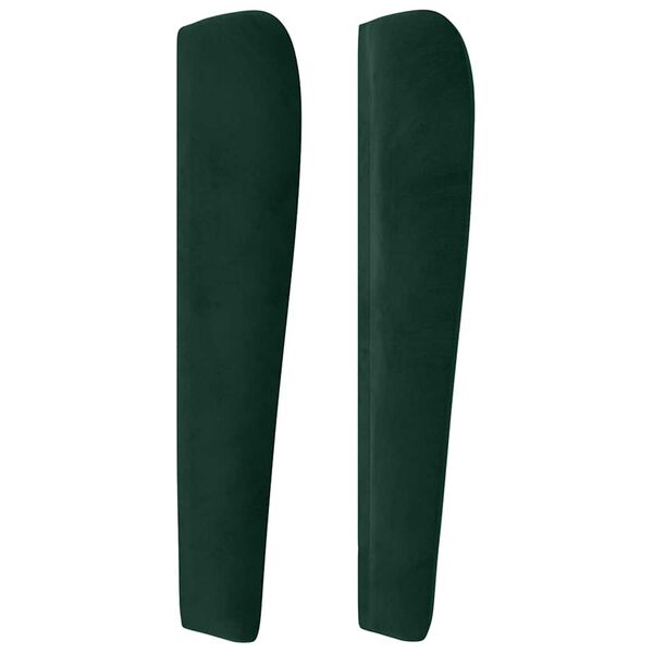 vidaXL T&ecirc;te de lit avec oreilles Vert fonc&eacute; 203x23x118/128 cm Velours