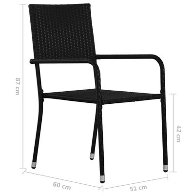 vidaXL Chaise à dîner de jardin empilable lot de 2 noir résine tressée