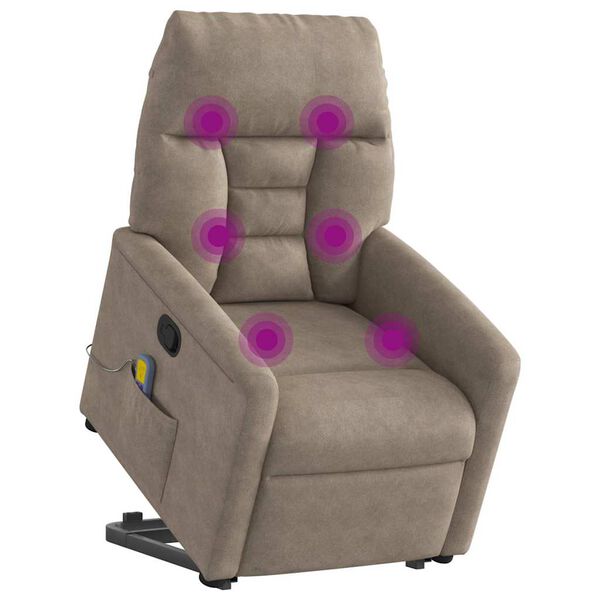 vidaXL Fauteuil inclinable de massage taupe tissu microfibre