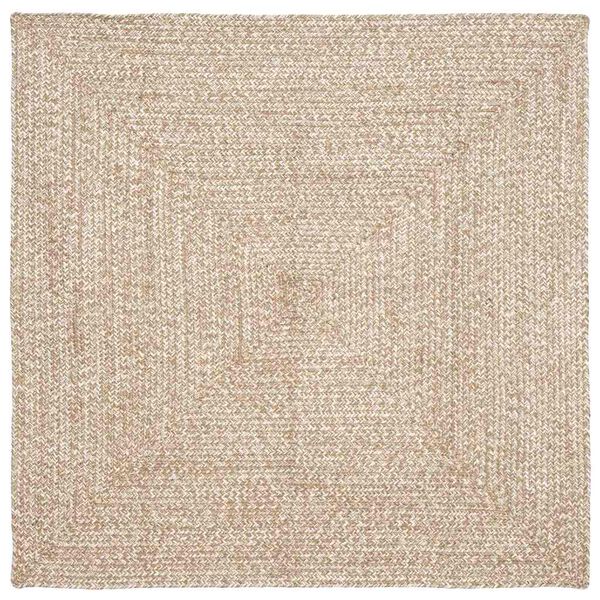 vidaXL Tapis de surface Carr&eacute; Naturel et Blanc 120 x 120 cm Jute