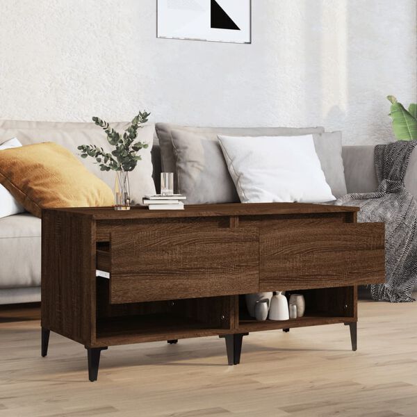 vidaXL Tables d'appoint 2 pcs Ch&ecirc;ne marron 50x46x50 cm Bois ing&eacute;nierie
