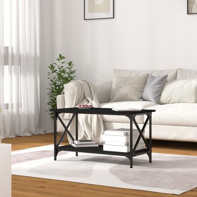 vidaXL Table basse Noir 80x45x45 cm Bois d'ingénierie et fer