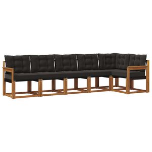 vidaXL Ensemble de canap&eacute;s d'ext&eacute;rieur 6 pc Naturel et Noir