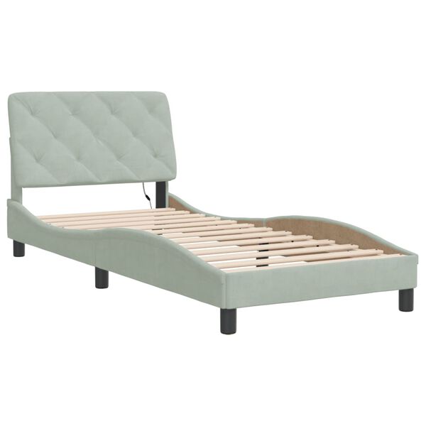 vidaXL Cadre de lit avec LED sans matelas gris clair 90x190 cm velours